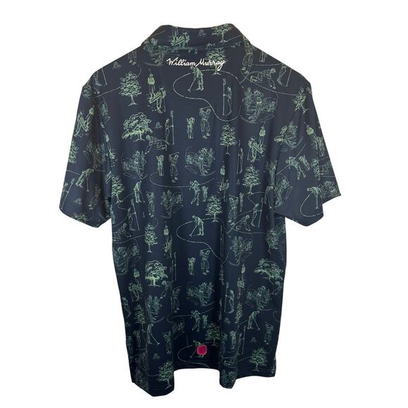 William Murray Men’s M Golf Polo Shirt Blue Golf Tree Print Stretch Performance - Picture 5 of 12